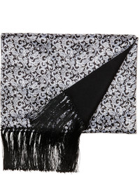 Серый шелковый шарф с "огурцами"