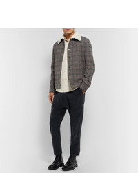 Мужской серый шерстяной бомбер с узором "гусиные лапки" от Barena