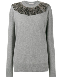 Женский серый шерстяной вязаный свитер от Christopher Kane