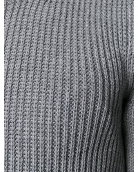 Женский серый шерстяной вязаный свитер от Zanone