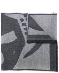 Мужской серый шерстяной вязаный шарф от Alexander McQueen
