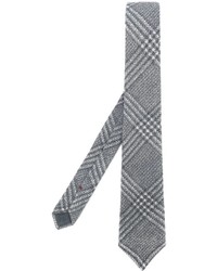 Мужской серый шерстяной галстук в клетку от Brunello Cucinelli