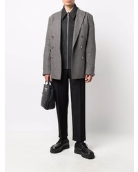 Мужской серый шерстяной двубортный пиджак в вертикальную полоску от Acne Studios