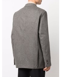 Мужской серый шерстяной двубортный пиджак в вертикальную полоску от Acne Studios