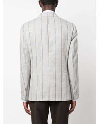 Мужской серый шерстяной двубортный пиджак в вертикальную полоску от GABO NAPOLI
