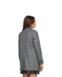 Женский серый шерстяной двубортный пиджак в клетку от Isabel Marant Etoile
