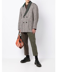 Мужской серый шерстяной двубортный пиджак с узором "гусиные лапки" от FIVE CM