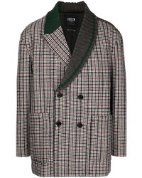 Мужской серый шерстяной двубортный пиджак с узором "гусиные лапки" от FIVE CM
