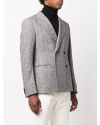 Мужской серый шерстяной двубортный пиджак от Z Zegna