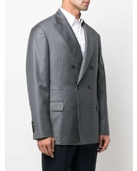 Мужской серый шерстяной двубортный пиджак от Brunello Cucinelli