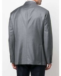 Мужской серый шерстяной двубортный пиджак от Brunello Cucinelli