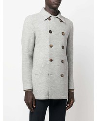 Мужской серый шерстяной двубортный пиджак от Eleventy