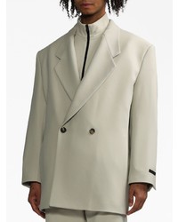 Мужской серый шерстяной двубортный пиджак от Fear Of God