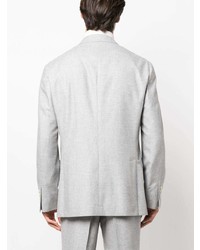 Мужской серый шерстяной двубортный пиджак от Brunello Cucinelli
