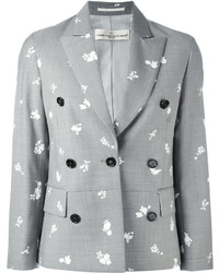 Женский серый шерстяной двубортный пиджак от Golden Goose Deluxe Brand