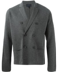 Мужской серый шерстяной двубортный пиджак от Lanvin