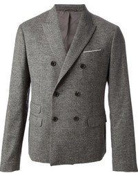 Мужской серый шерстяной двубортный пиджак от Neil Barrett