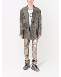 Мужской серый шерстяной двубортный пиджак от Dolce & Gabbana