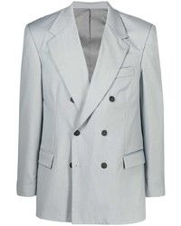 Мужской серый шерстяной двубортный пиджак от Paura