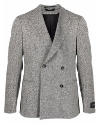 Мужской серый шерстяной двубортный пиджак от Z Zegna