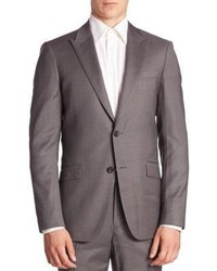 Серый шерстяной пиджак в вертикальную полоску