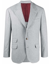 Мужской серый шерстяной пиджак в вертикальную полоску от Brunello Cucinelli