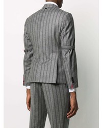 Мужской серый шерстяной пиджак в вертикальную полоску от Thom Browne