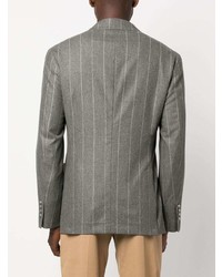 Мужской серый шерстяной пиджак в вертикальную полоску от Brunello Cucinelli