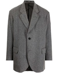 Мужской серый шерстяной пиджак в горизонтальную полоску от Emporio Armani