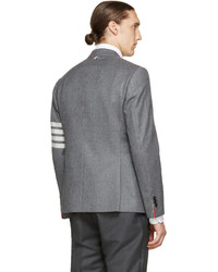 Мужской серый шерстяной пиджак в горизонтальную полоску от Thom Browne