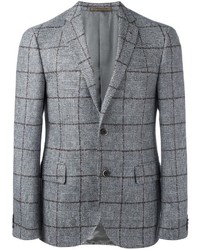 Мужской серый шерстяной пиджак в клетку от Corneliani
