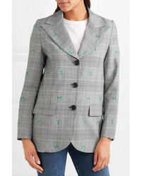 Женский серый шерстяной пиджак в клетку от ALEXACHUNG