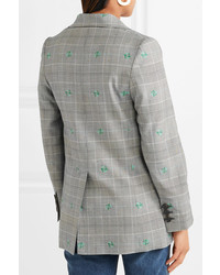 Женский серый шерстяной пиджак в клетку от ALEXACHUNG