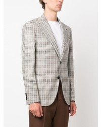 Мужской серый шерстяной пиджак в клетку от Lardini