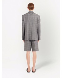 Мужской серый шерстяной пиджак в клетку от Prada