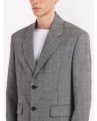 Мужской серый шерстяной пиджак в клетку от Prada