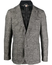 Мужской серый шерстяной пиджак в шотландскую клетку от BOSS