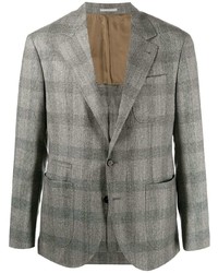 Мужской серый шерстяной пиджак в шотландскую клетку от Brunello Cucinelli