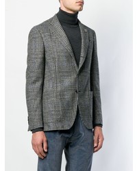 Мужской серый шерстяной пиджак в шотландскую клетку от Lardini