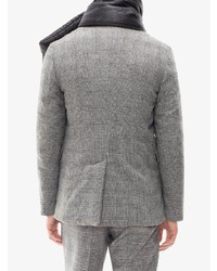 Мужской серый шерстяной пиджак в шотландскую клетку от JW Anderson
