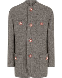 Мужской серый шерстяной пиджак в шотландскую клетку от Dolce & Gabbana