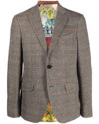 Мужской серый шерстяной пиджак в шотландскую клетку от Etro