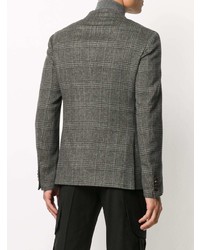 Мужской серый шерстяной пиджак в шотландскую клетку от Z Zegna