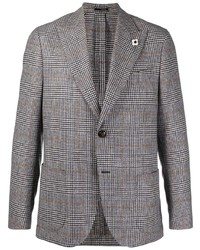 Мужской серый шерстяной пиджак в шотландскую клетку от Lardini