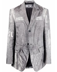Мужской серый шерстяной пиджак с принтом от Diesel