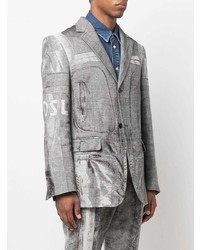 Мужской серый шерстяной пиджак с принтом от Diesel