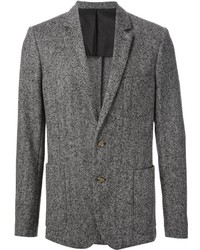 Мужской серый шерстяной пиджак с узором "в ёлочку" от Ami
