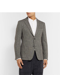 Мужской серый шерстяной пиджак с узором "в ёлочку" от Officine Generale
