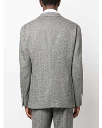 Мужской серый шерстяной пиджак с узором "в ёлочку" от Brunello Cucinelli