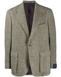 Мужской серый шерстяной пиджак с узором "в ёлочку" от Polo Ralph Lauren